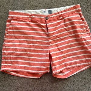 Old Navy Orange White Striped Shorts